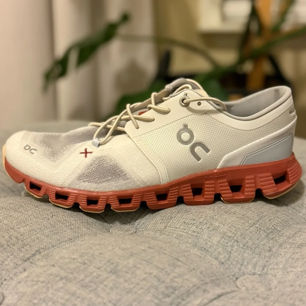 On Cloud X 3 Running Shoe Auburn/Ice Mesh White Women9.5 Men 8 ✨EUC! Trending - Picture 4 of 12